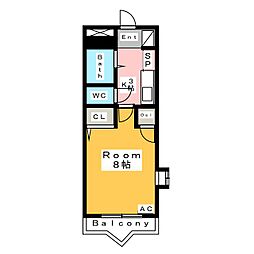 リバストーン 3階1Kの間取り