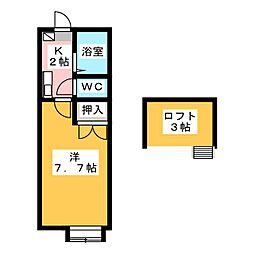 シェリール・ミニＢ 1階1Kの間取り