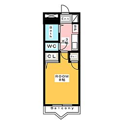 リバストーン 4階1Kの間取り