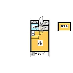アドバンス逢妻 1階ワンルームの間取り