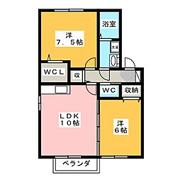 シャインダイワA 2LDKの間取図画像