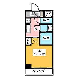 グリーン7 1Kの間取図画像