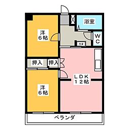 クリエイションビル 2LDKの間取図画像
