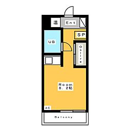 アゼリア1号館 ワンルームの間取図画像