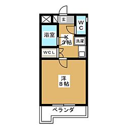 カーサ・ビアンカ 1Kの間取図画像