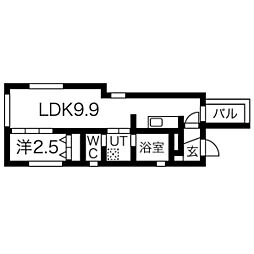 グランディール知立北 1LDKの間取図画像