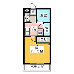 エパンジェル 1Kの間取図画像
