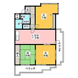 サンライズ・S・OKADA 3LDKの間取図画像