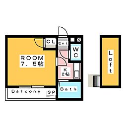 ミニブロッサム 1Kの間取図画像