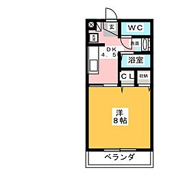 キャトルセゾン 1DKの間取図画像