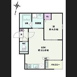Jack uchisaiwaiI 1LDKの間取図画像