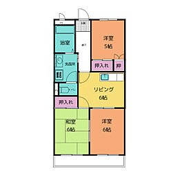 サンシャイン大堀 3DKの間取図画像