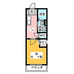 ＡＶＥＮＩＲ太田川 3階1Kの間取り