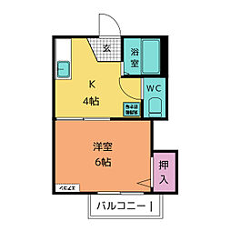 カーサエイト 1Kの間取図画像
