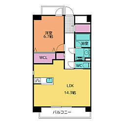 LOROS6 2階1LDKの間取り