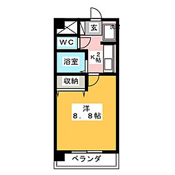 サンハイム寺田 1Kの間取図画像