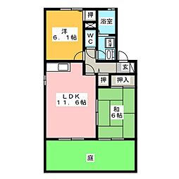 シャトレー富貴ノ台B 2LDKの間取図画像