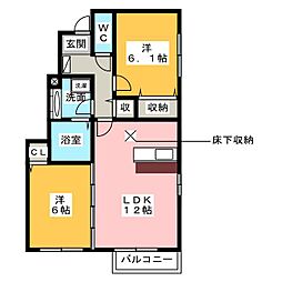 ボヌール 2LDKの間取図画像