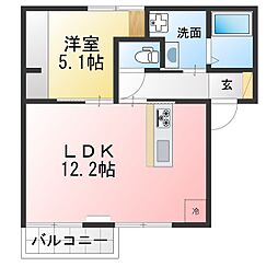 グリーンハイツ荒尾 1LDKの間取図画像