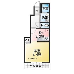 アムール 1Kの間取図画像
