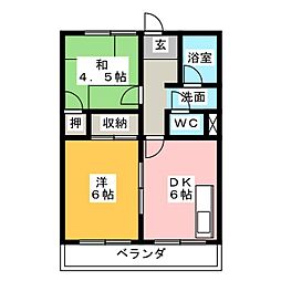 コーポ藤池 2DKの間取図画像