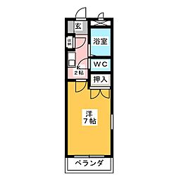 レナジア名和 1Kの間取図画像