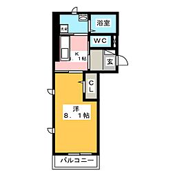 レジデンス大府駅クロス 1Kの間取図画像