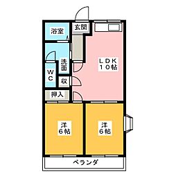 サンシャイン24 2LDKの間取図画像