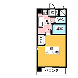 エスポアール富貴ノ台 1Kの間取図画像