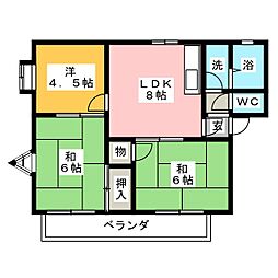 サンライフ伴野B棟 3DKの間取図画像