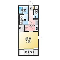 大府市中央町4丁目アパート 1Kの間取図画像
