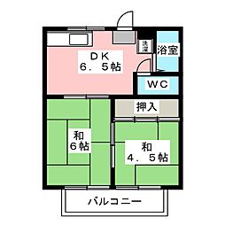 第2コーポやまもり 2DKの間取図画像