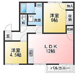 ラッキー川口 2LDKの間取図画像