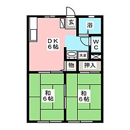 コーポ藤池 2DKの間取図画像