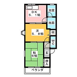 ロイヤルハイツ 2DKの間取図画像