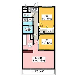 クリスタルスクエア 2LDKの間取図画像