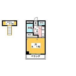 プラネット東海 1Kの間取図画像