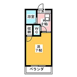 メイプルハウスB 1Kの間取図画像