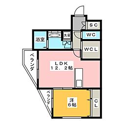MONREVEHAYAKAWAA 1LDKの間取図画像
