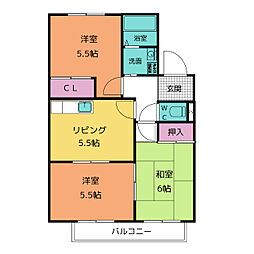 グリーンエステートA棟 3DKの間取図画像