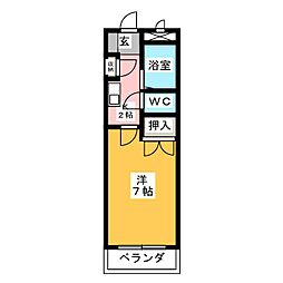 レナジア名和 1Kの間取図画像