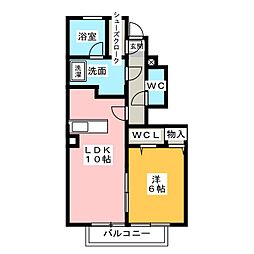 シルキード憩II 1階1LDKの間取り