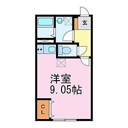 ＦａｉｒｙII 1階ワンルームの間取り