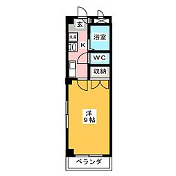 グランドゥールＹ 2階1Kの間取り