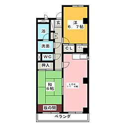 フォレスタ山本 3階2LDKの間取り