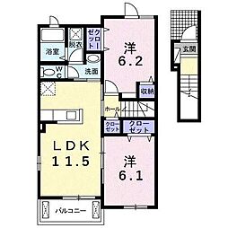 メゾン　ナチュール 2階2LDKの間取り