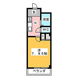 メルベーユＨＡＪＩII 2階1Kの間取り
