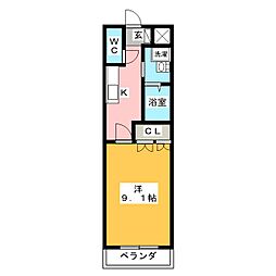 プラッツハウス 1Kの間取図画像