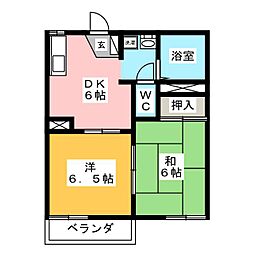 エメロードC棟 2Kの間取図画像