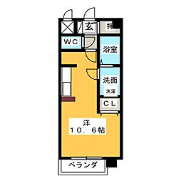 ダイヤモンドヒルズ常滑 ワンルームの間取図画像